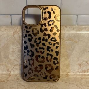 Loopy Leopard Print Gold IPhone 14 Phone Case